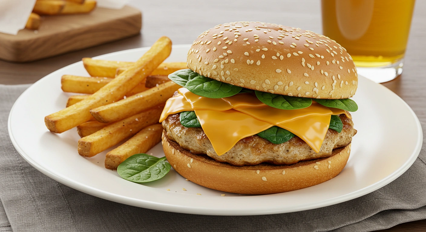 Cheddar Spinach Chicken Burgers